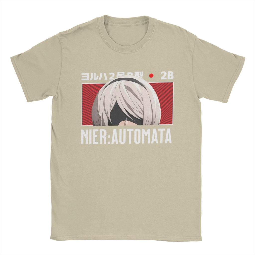 Herren Nier Automata 2B Peeker T-Shirt Anime 100% Baumwollkleidung Neuheit Kurzarm O-Ausschnitt T-Shirts Original T-Shirt