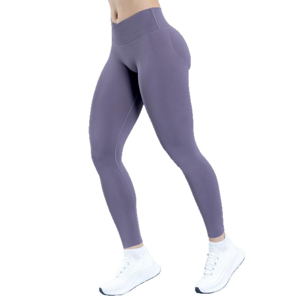 European & American Quick-Dry Yoga Pants: Seamless, Hip-Lifting, Tight-Fit, Cross-Waist for Running & Fitness Activities