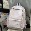Schoolbag Korean version simple solid color backpack bag female niche design sweet lace large capacity versatile student schoolbag