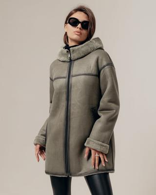 Dubbelzijdige schapenvachtjas RR Designer 2980 48 khaki
