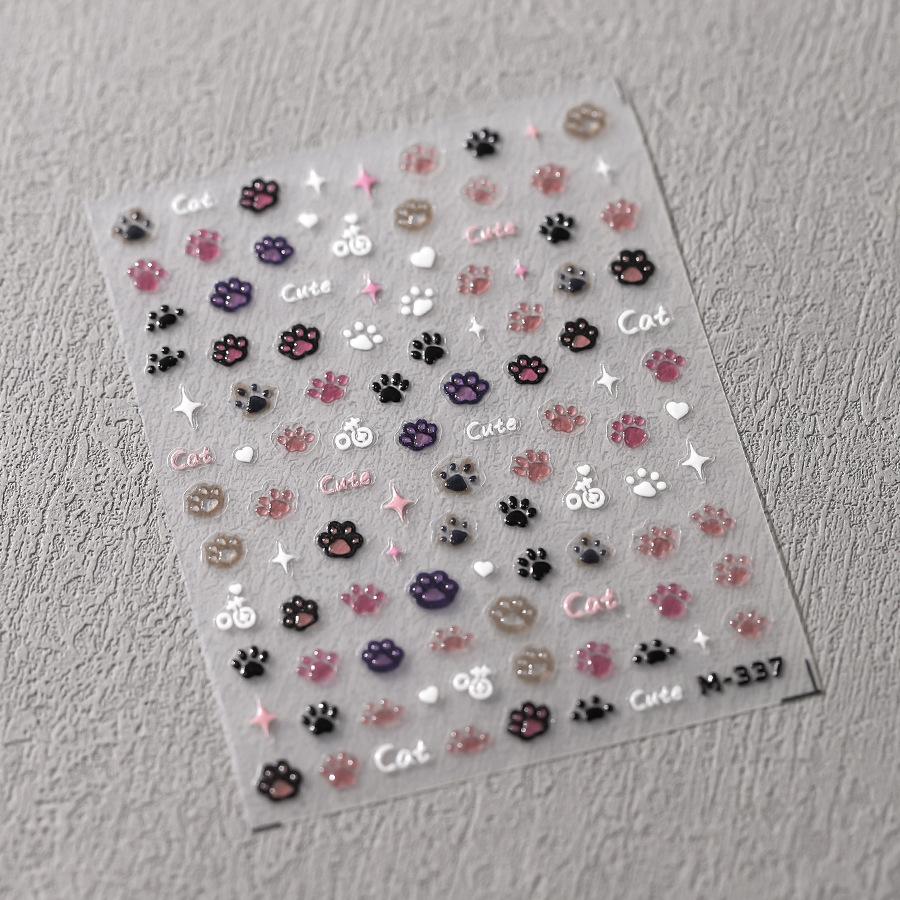 1pcs Cute Graffiti Lines Nail Art Stickers 5D Embossed Butterfly Rabbit Nail Art Accessory Stickers Self Adhesive Decal