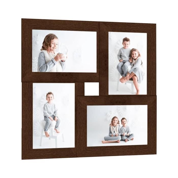 VidaXL Collage de cadres photo pour photo de 4x(13x18 cm) Marron MDF