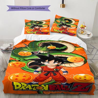 Son Goku Muster Bettwäsche, Steppbett Set Bettbezug Kissenbezug Zuhause Geburtstagsgeschenk (1 Bettbezug + 2 Kissenbezüge, ohne Füllung)