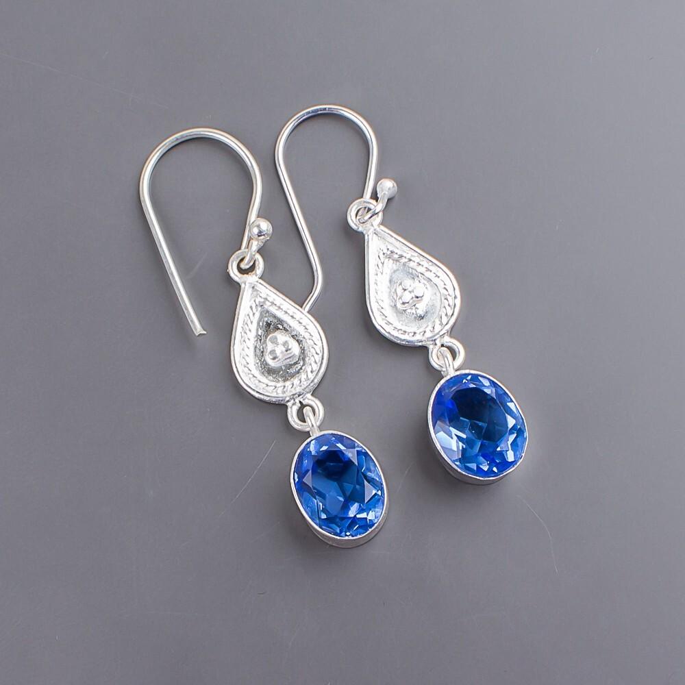 Rare Tanzanite Gemstone 925 Sterling Silver Handmade Drop/Dangle Earrings 1.70" EE-8-2