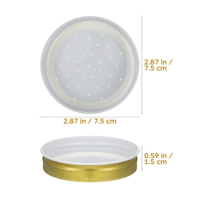 10Pcs Bees Entrance Feeders Perforated Iron Jar Lid Bees Hives Waterer Bees Canning Feeder Beekeeping Supplies