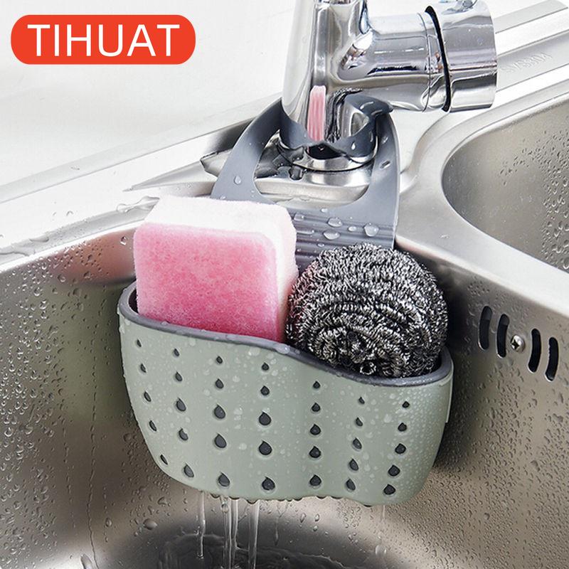 Convenient Suction Cup Sink Shelf Soap Sponge Drain Rack Kitchen Suction Cup Hanging Storage Basket