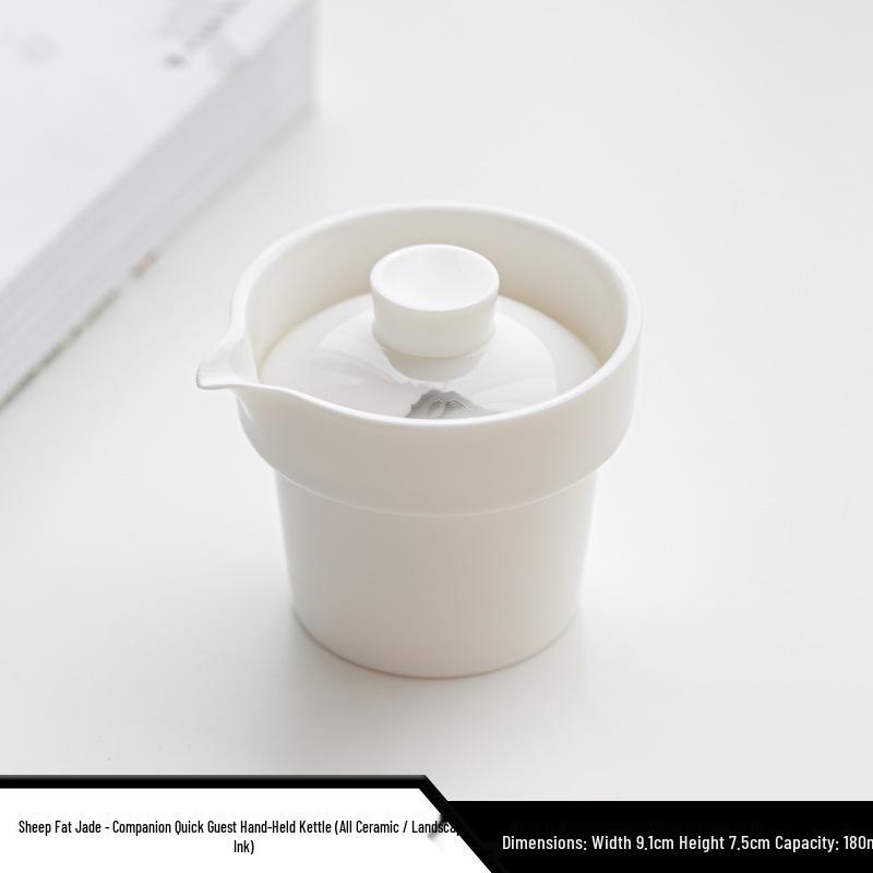 Xi Shi Jade Porcelain Teapot - Ink Wash Style Ceramic Pot for Women's Boutique Kung Fu Tea Set.