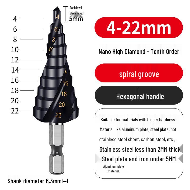 Cobalt Multifunctional Step Drill Bit for Hard Metals and Stainless Steel