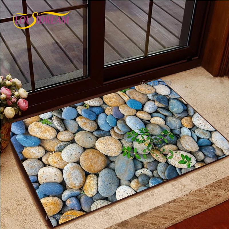 3D Cobblestone Welcome Entrance Doormats Cartoon Carpets Rugs For Home Bath Living Room Floor Stair Kitchen Hallway Non-Slip Mat