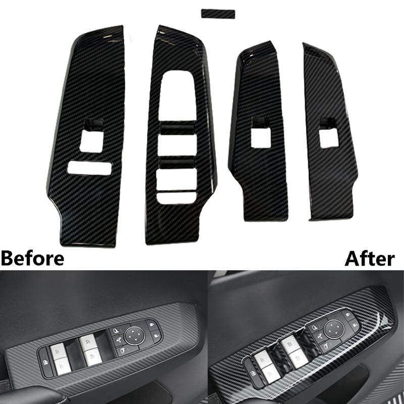 4pcs Window Lift Switch Button Cover Trim Window Switch Bezel Trim for Mitsubishi Outlander - ABS Carbon Fiber