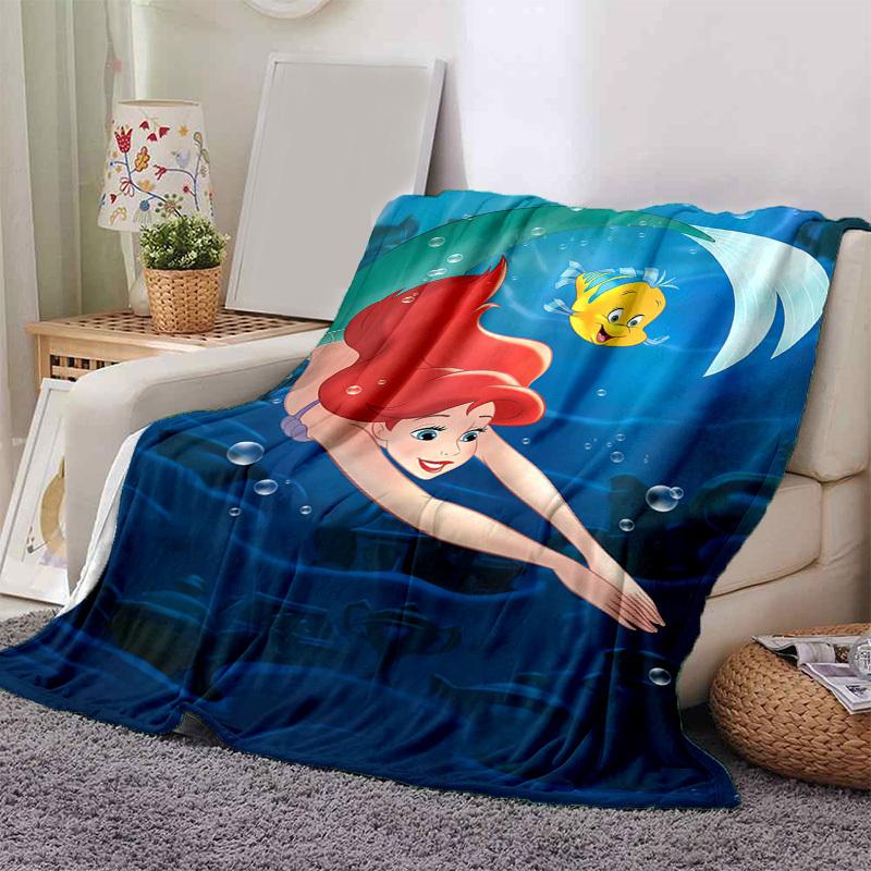 1 Stück, Disney Prinzessin Arielle Meerjungfrauenflosse Decke Heimdekoration, Sofadecke, Outdoor-Decke, Geschenk für Freunde, Flanell-Tagesdecke