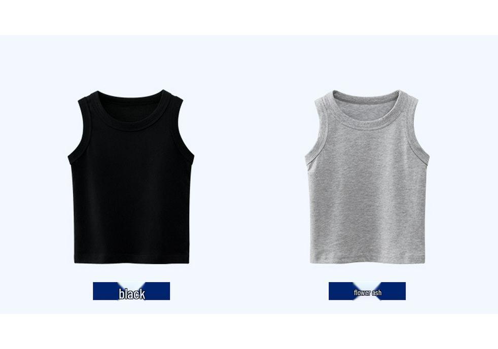 27kids Korean Style 2024 Summer Plain Vest T-shirt for Kids - No Pattern
