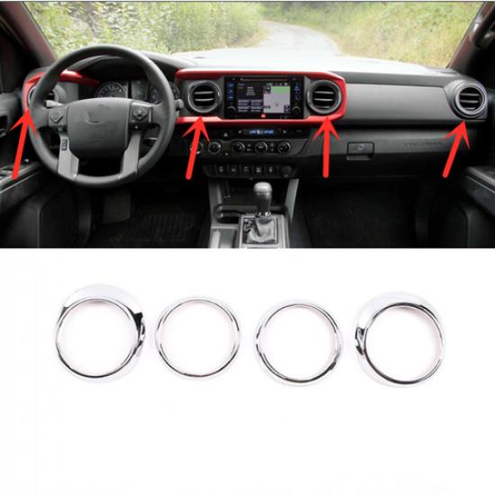 For Toyota Tacoma 2016- Car Dashboard Air Vent Cover Trim ABS Chrome 4pcs