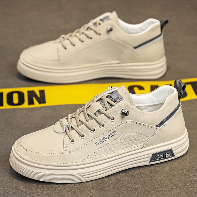 

Spring and Autumn waterproof leather shoes men s breathable one-pedal lazy shoes soft sole versatile casual versatile white shoes men s board shoes 44