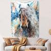 White Horse Watercolor Tapestry Wall Hanging, Elegant Equine Art, Boho Farmhouse Wall Decor for Bedroom Living Room