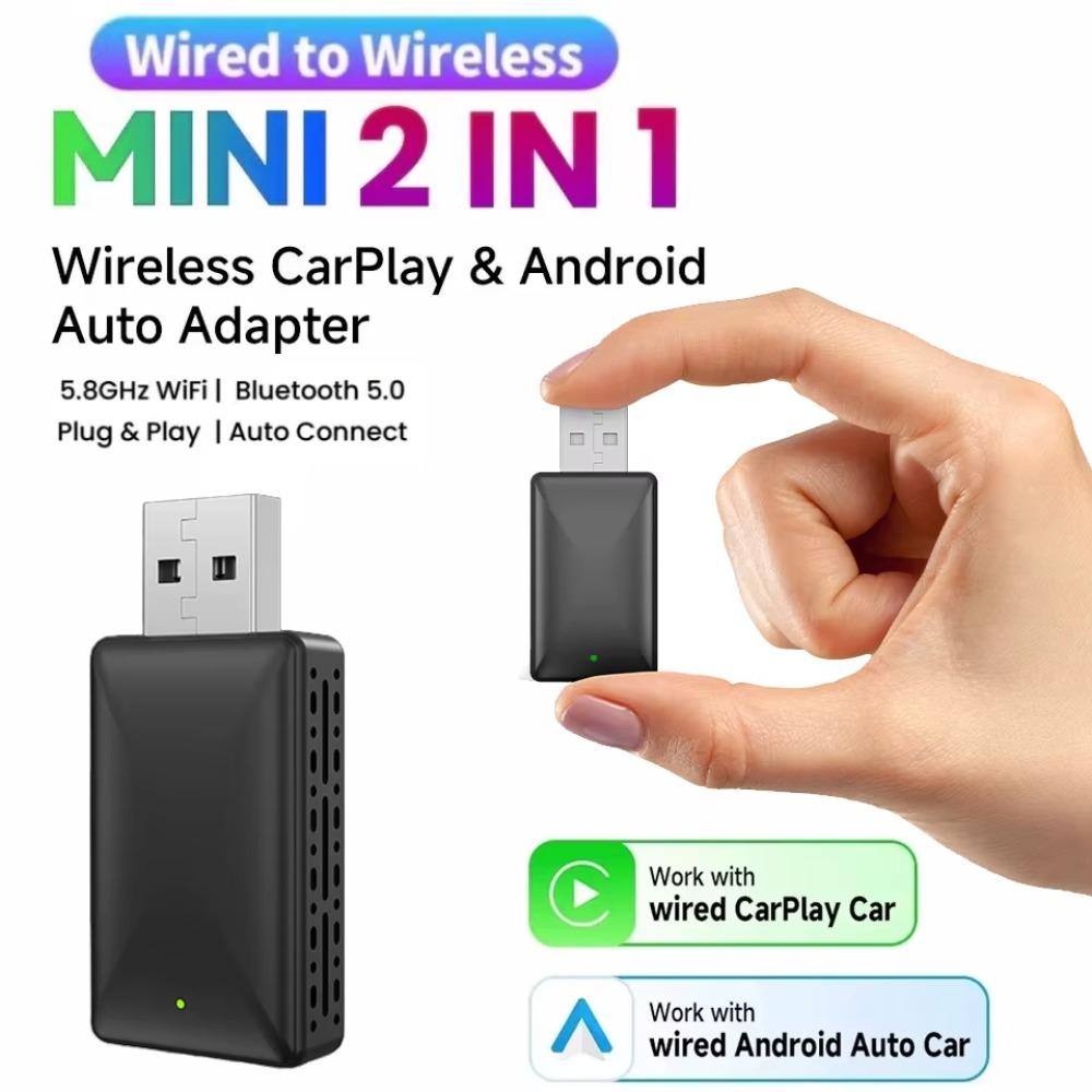 Mini Smart Box Wireless CarPlay Android Auto Adapter Plug And Play Fast Auto-Connect Carplay AI Box Converts Wired To Wireless