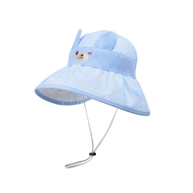 Lovely Cartoon Bear Kids Sun Cap With Wide Brim For Girls Summer Beach Hat