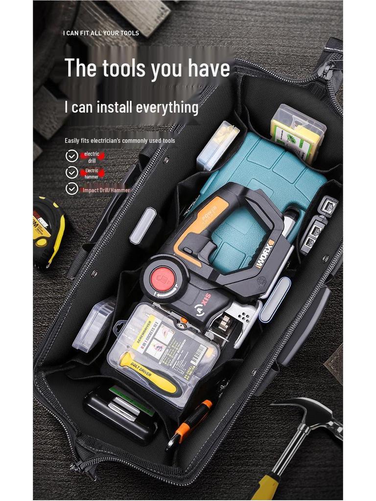 Canvas Electrician Tool Bag - Durable Storage for Tools & Hardware