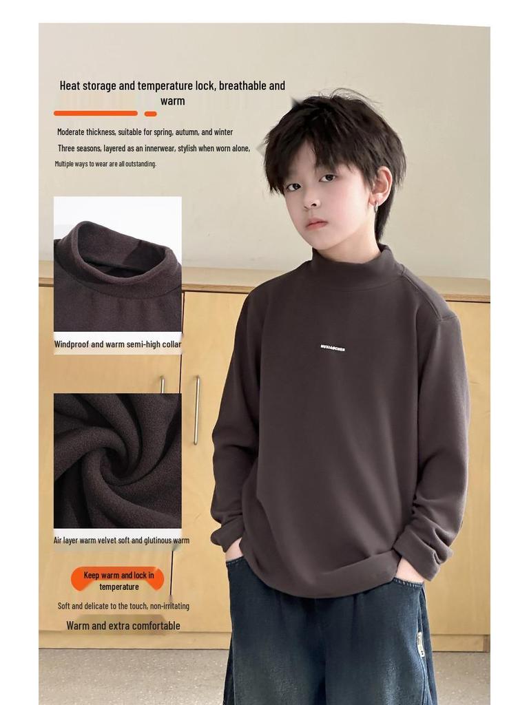 Suéter Quente e Grosso para Meninos - Moda Casual Outono/Inverno 2025 Gola Alta