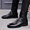Autumn Cowhide Men's Boots  Anti Slip Test Zipper Warm Men Shoes Youth Fashion Classic Cotton Shoes for Male  Hombre