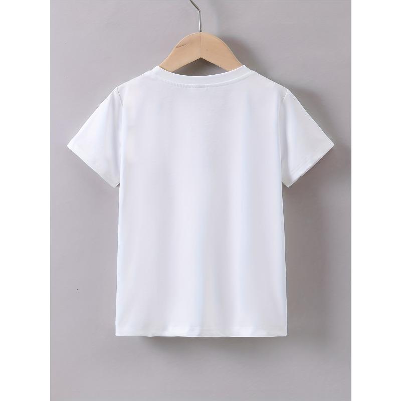 European Size Childrens Crew Neck Short Sleeved T Shirt with Tiger Bubble Blowing Pattern