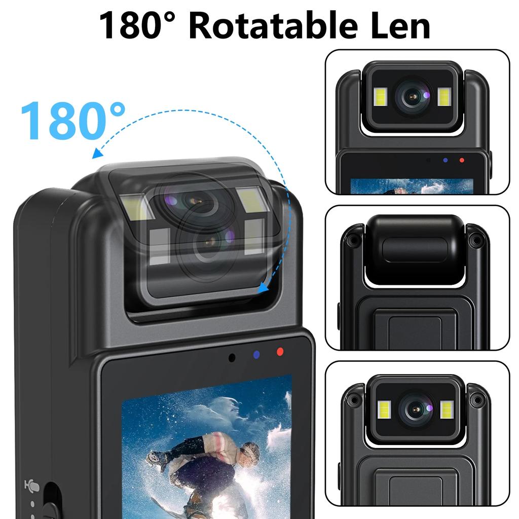Tragbarer 1080P Wi-Fi Mini-Kamera-Rekorder Polizei-Körperkamera mit Nachtsicht Digitales Video für Überwachung und Aufnahme