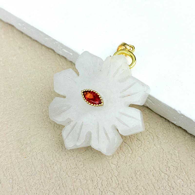 Natural Rose Quartz Crystal & Snowflake Pendant Necklace with Lapis Lazuli