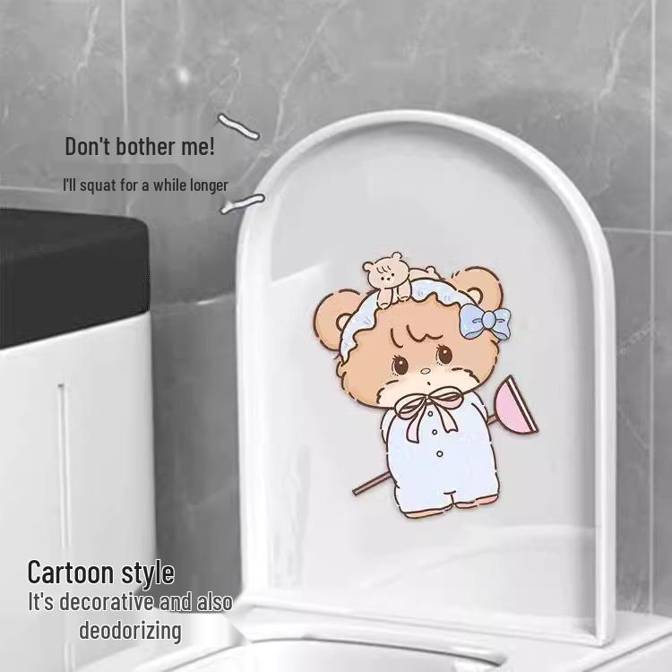 Cartoon Self-Adhesive Toilet Decal with Fresh Scent and Odor Removal