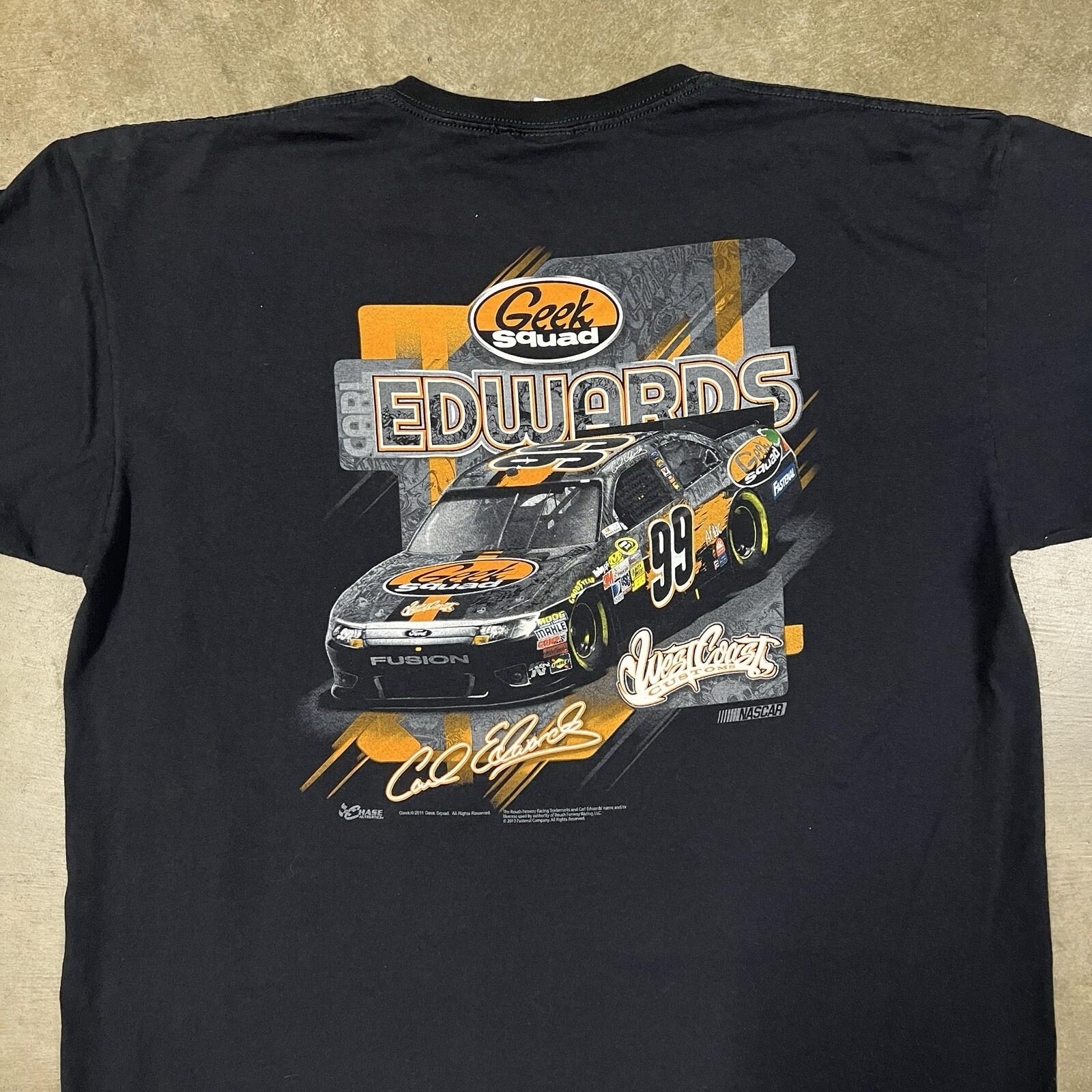 Rare Geek Squad West Coast Customs Carl Edwards T Shirt Chase Authentics Sz 2XL S