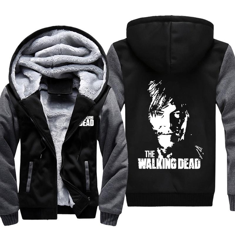 Cozy And Warm The Walking Dead Print Sweatshirts For Men With Ribbed Cuffs