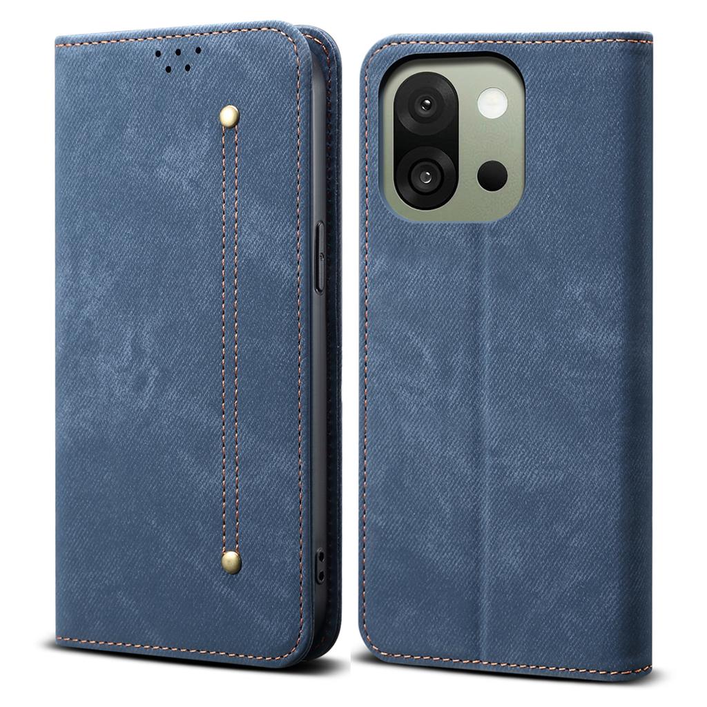 For OnePlus 13s 5G Case Jeans Cloth Texture Anti-Scratch Leather Stand Phone Cover