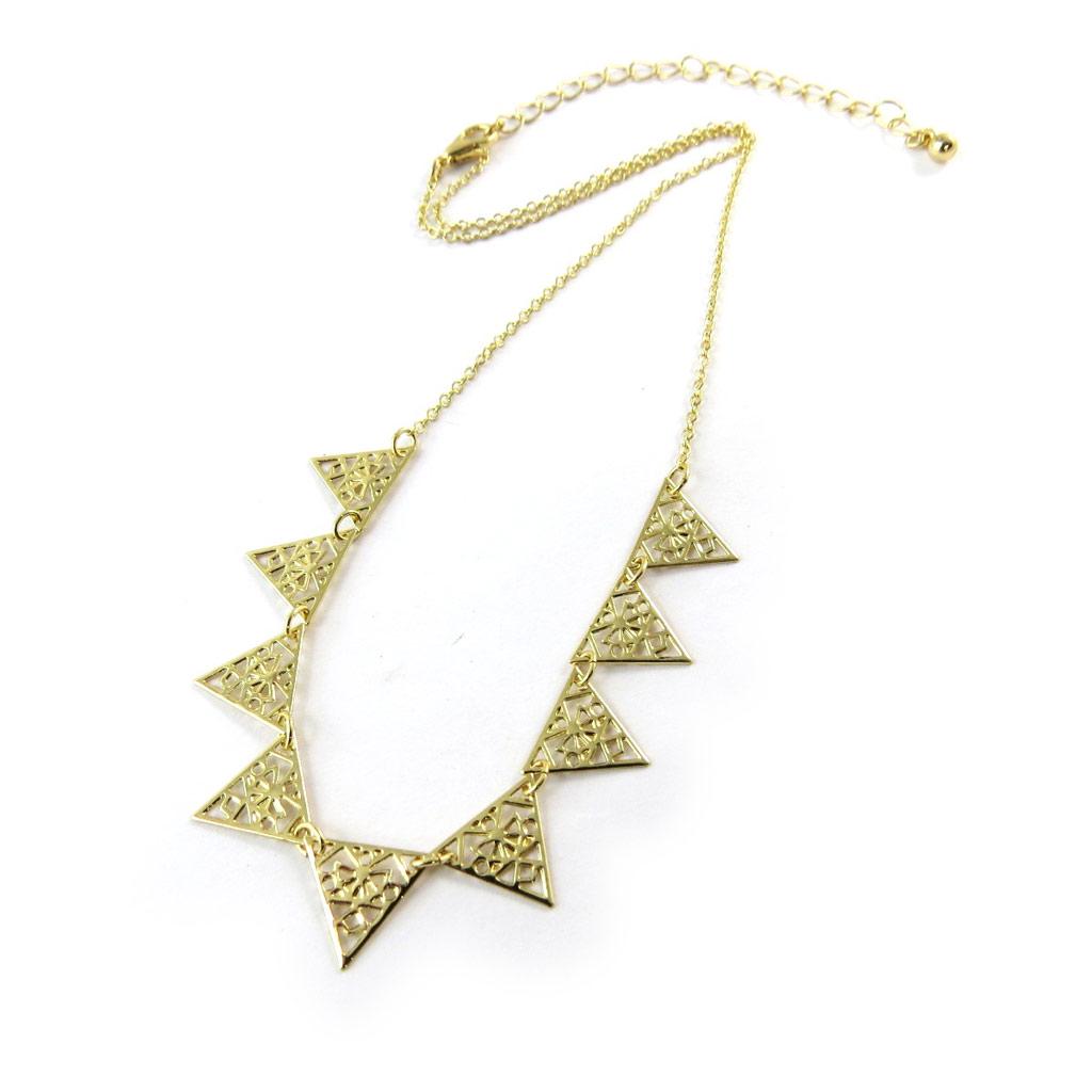 Les Trésors De Lily [N8788] - Golden 'Cleopatra' Designer Necklace (triangles)