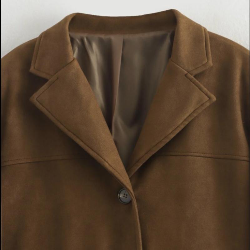 2025 Women Vintage Suede Jacket Autumn Winter New Suede Demi-season Warm Jacket