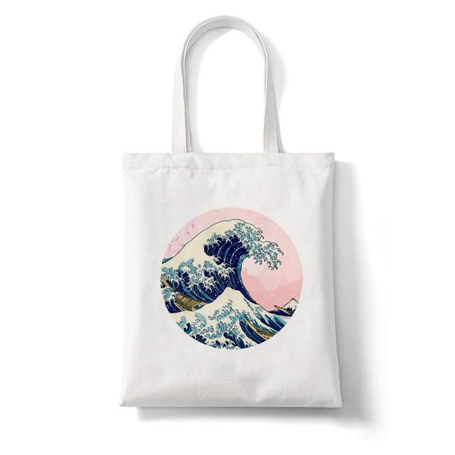 Women Shopper The Great Wave Kanagawa Printed Tote Bag High Capacity Harajuku Handbag Girl Shoulder Shopping Bag Lady Canvas Bag
