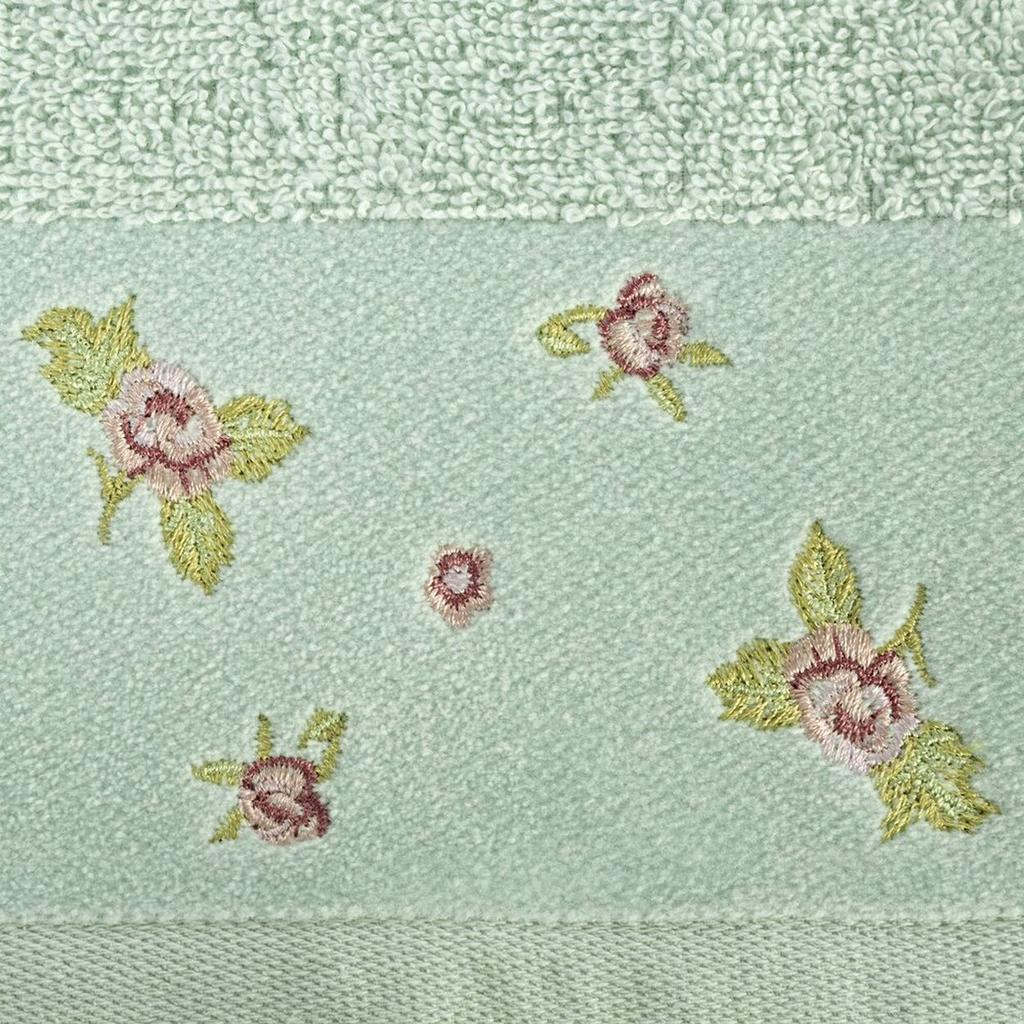 Ręcznik Dalia Kwiatowy Haft 70X140 Cm Mięta