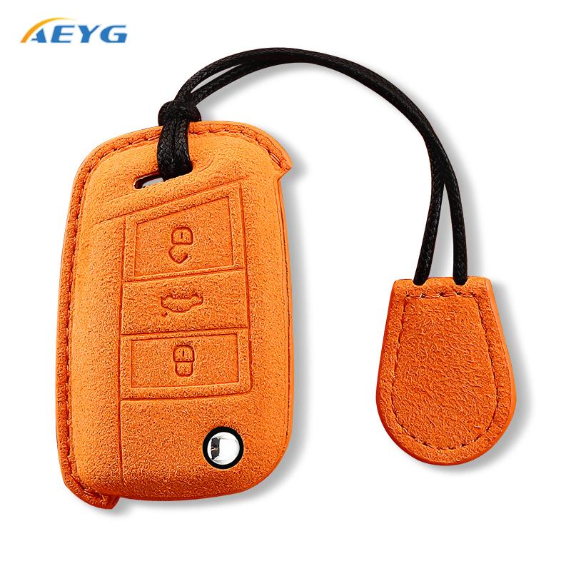 

Leather Car Key Case Cover Shell Fob For Vw Volkswagen Golf 7 Mk7 Tiguan Mk2 For Seat Ateca Leon Fr 2 Ibiza Key Fob Accessories