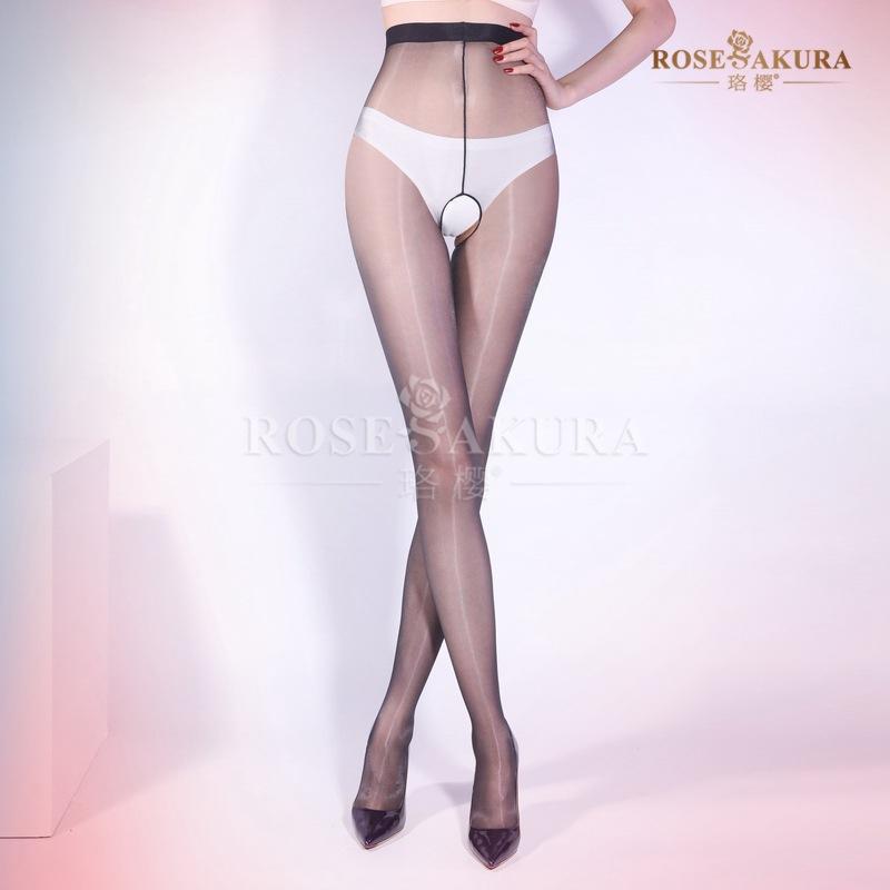 5D Sexy Aurora Oily One-Line Crotch Stockings Silky Smooth Crotchless Pantyhose Ultra-Thin Women Summer Fashion Ol Jk Ootd