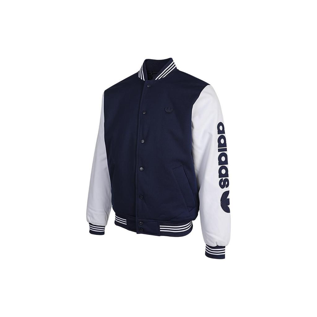 Adidas Originals Varsity Bomber Jacket With Striped Polyester Men Jackets Blue GE1346