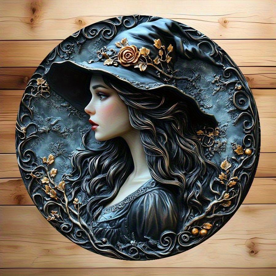 

2d Flat 20*20cm, Elegant Wooden Decorative Sign, Classic Style Woodenn Wall Art, Round Floral and Hair Design Plaque, Wall Hanging for Home 20x20cm