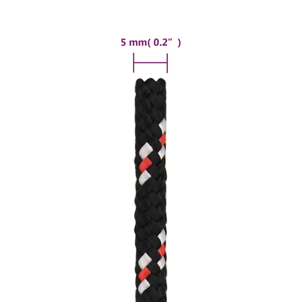 Vidaxl Linka Żeglarska, Czarna, 5 Mm, 25 M, Polipropylen