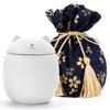 Ziyeu Mini Cat-Shaped Urn for Cremation, Pet Ashes, and Keeping Ashes At Home, Perfect for Pet Altars, Includes Japanese-Style Bag