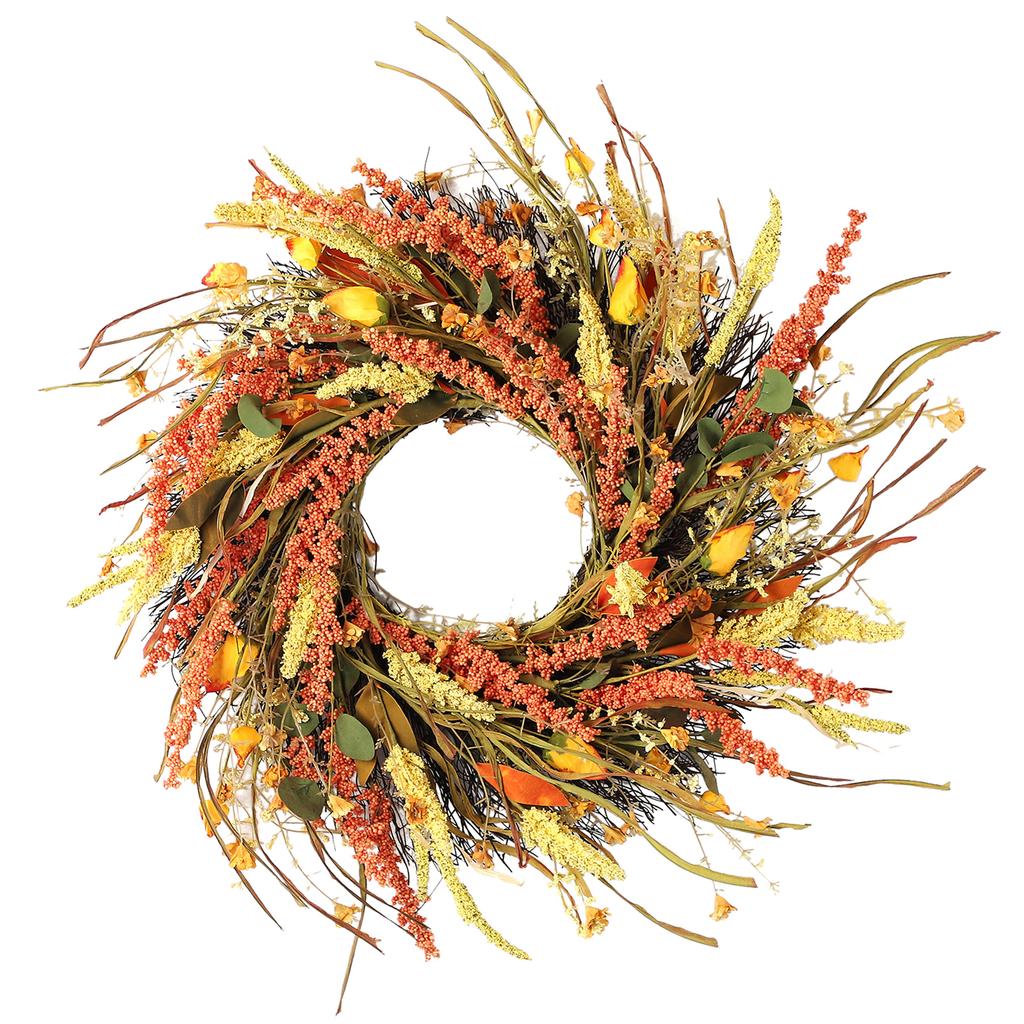 Decorative Wreath Outside Home Front Door Hanging Artificial Garland Thanksgiving Decoration 24in 62cm OD