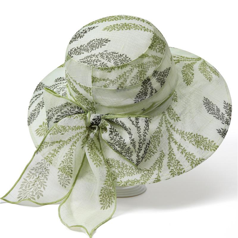 

Элегантная шляпа-ведро с декоративным бантом, стильная рыбацкая шляпа, большие карнизные солнцезащитные шляпы для женщин M（56-58cm）