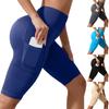 Nahtlose High-Waist-Kompressions-Fitnessshorts für Damen mit Bauchkontrolle, Po-Lifting, Yoga-Biker-Shorts mit Seitentasche