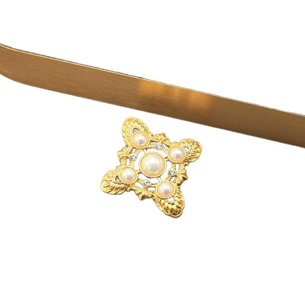 Medieval Jewelry Matte Real Gold Electroplating Brooch Earrings Set Qingdao Design Light Luxury High-End Earrings