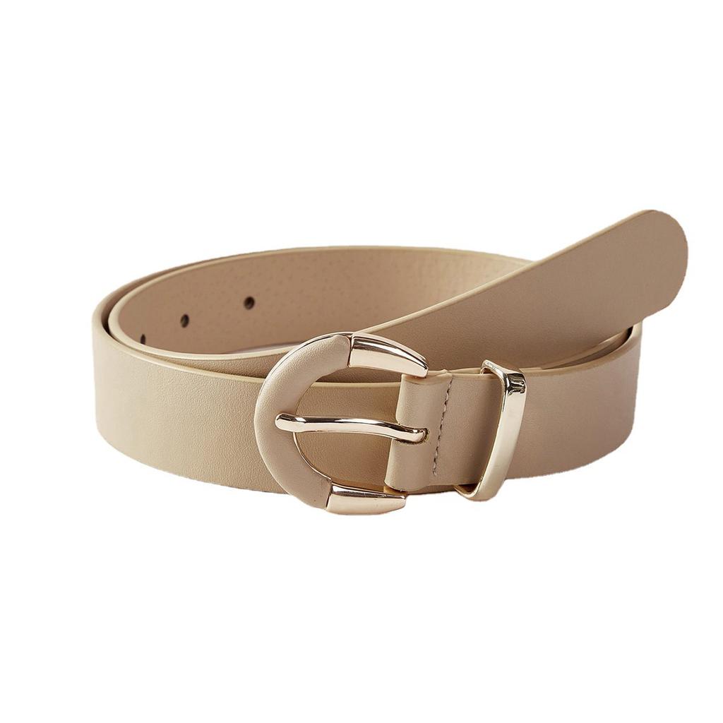 New Women's Semi-circular Buckle, Versatile Basic Leather Semi-circular Belt, Simple PU European and American Fashion Belt