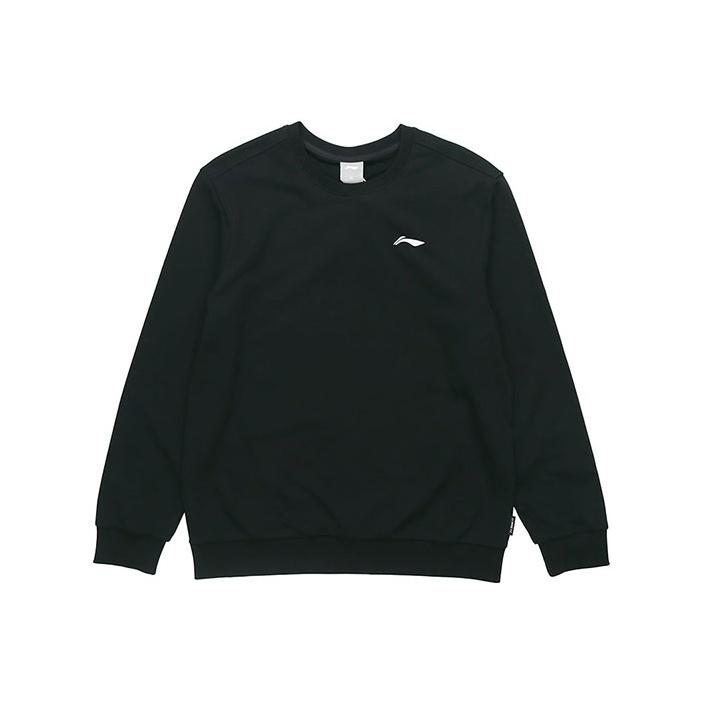 Li Ning Football Series Embroidered Logo Knitted Sports Casual Pullover Sweatshirt Men sweatshirt Black AWDRB41-1
