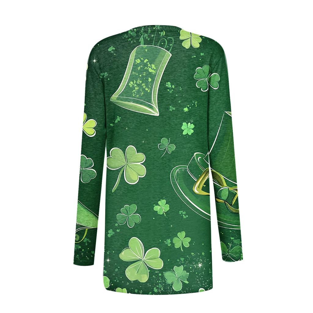 Women's Fashion Casual Christmas Print Medium Length Cardigan Jacket Coat