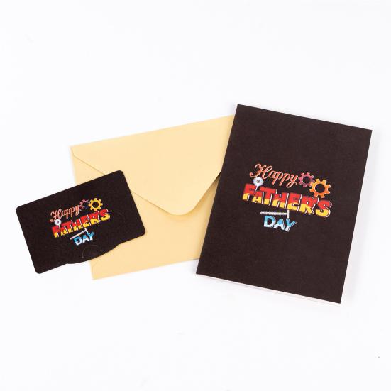 

Открытка ко Дню отца. Поздравительная открытка с 3D-инструментами ручной работы, конвертом и пустой запиской. Подарок ко Дню отца для папы, мужа, дедушки от красный