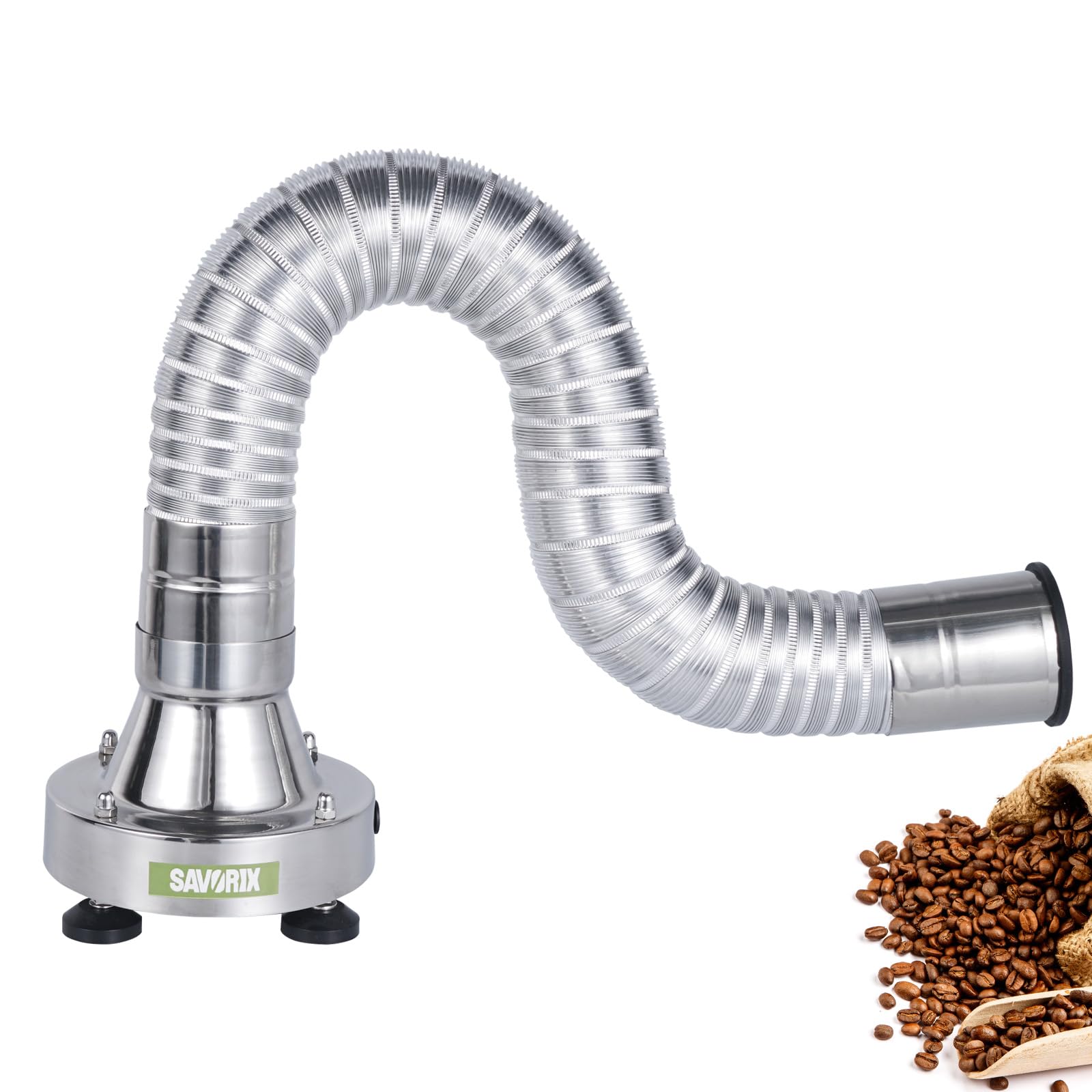 Savorix Coffee Bean Chaff Extractor, Chaff Collector for Coffee Roasters, Made of 304 Stainless Steel, with Adjustable Exhaust Speed and Flexible Tube